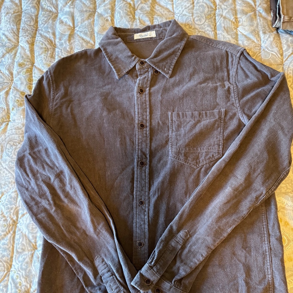 Reverb gray corduroy button down size Med